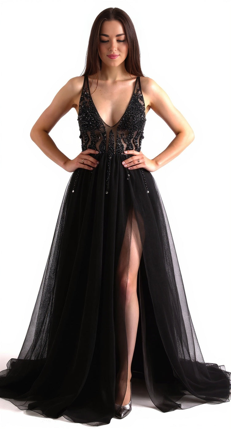 Black prom dress, black bridesmaid dress, wedding dress, UK – Velvet  Birdcage