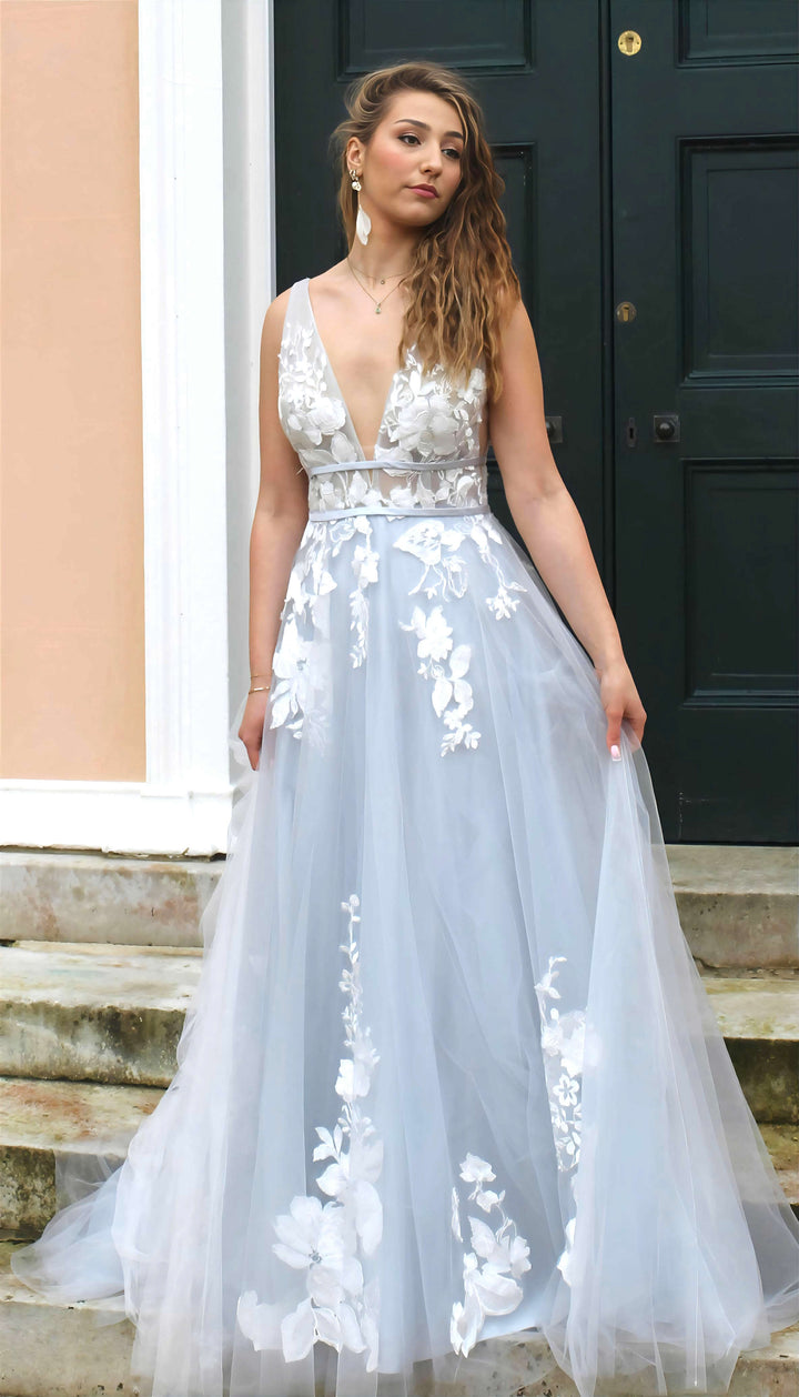 Light Grey Wedding Dress Romantic wedding dress Velvet
