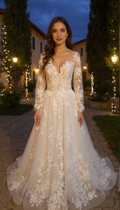 Wedding dress with long sleeves