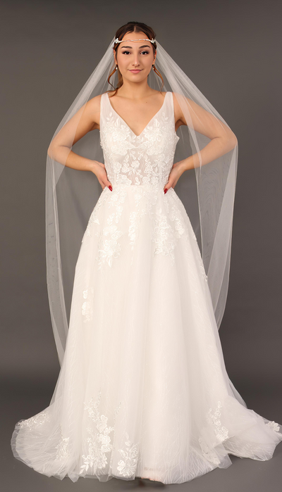 V neck wedding dress