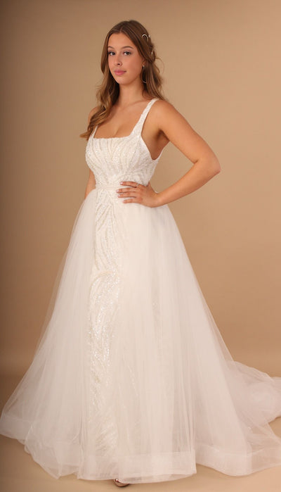 White Wedding Dress | Square Neckline Dress | Velvet Birdcage