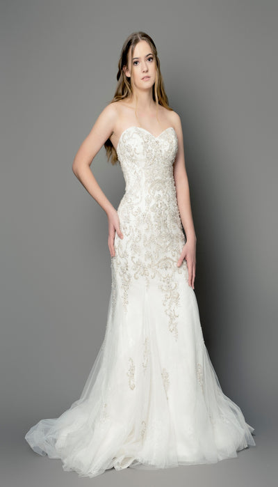 Beaded fishtail wedding dress UK