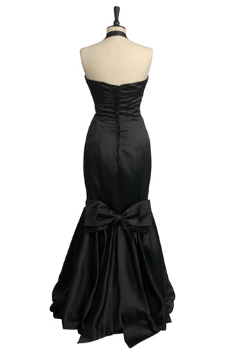 Pretty Dress Company Black Velvet Fishtail Dress Black Fishtail