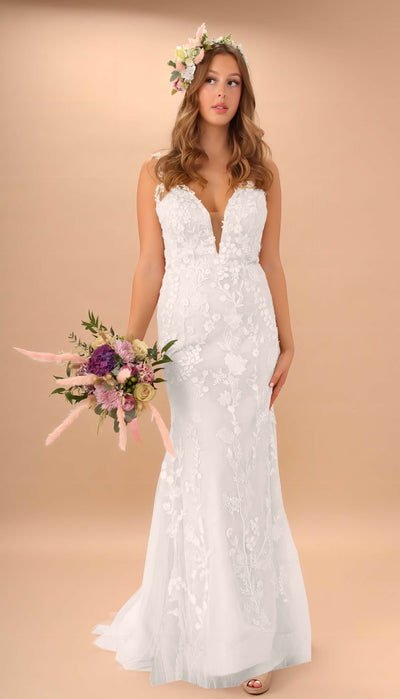 White fishtail wedding dress